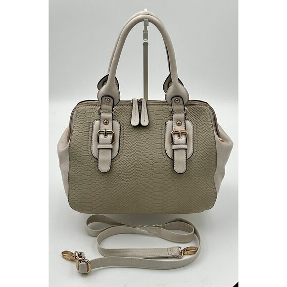 Aldo Satchel Bag Women’s Taupe Beige Faux Leather Croc Embossed NWOT Work Bag - Picture 1 of 11